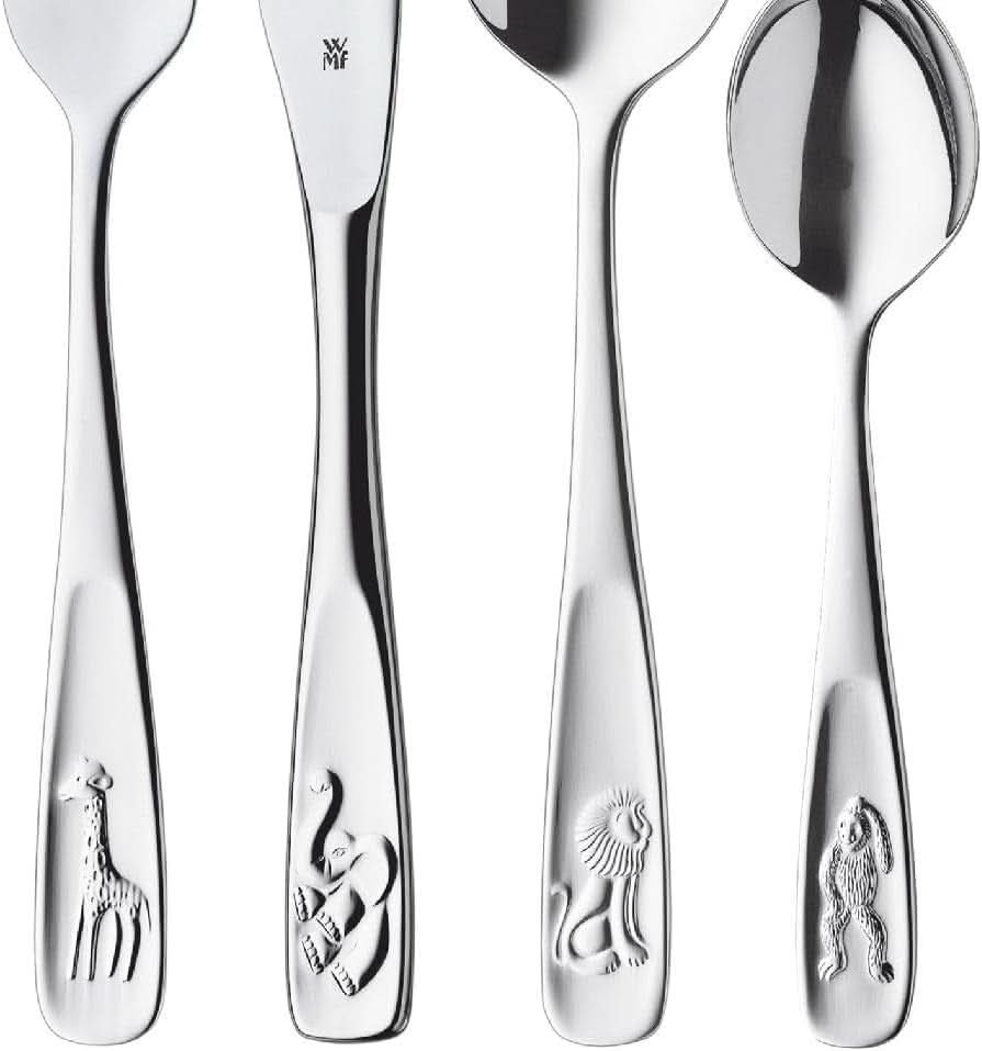 WMF Animals set de tacâmuri din oțel inoxidabil pentru copii, 4 piese, Cromargan lustruit Bucatarie Naty Shop