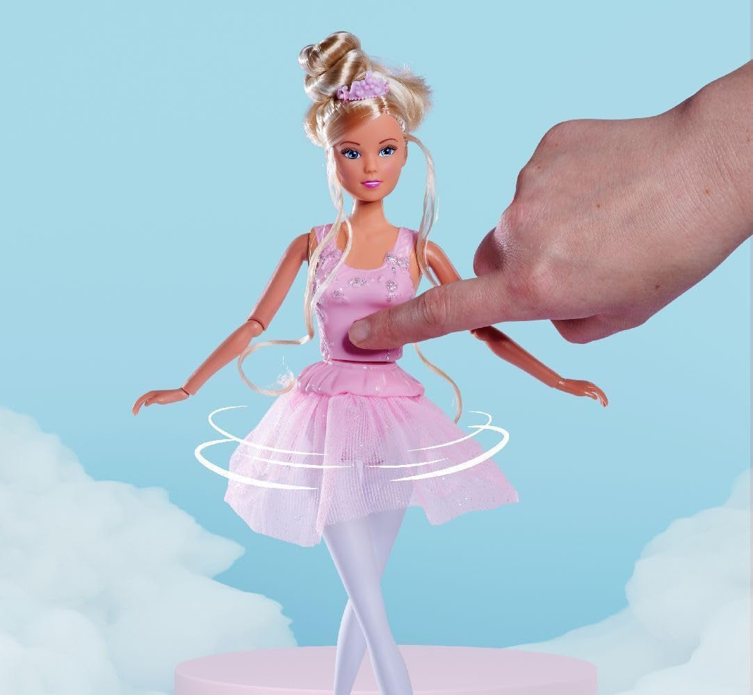 Simba 105733603 - Steffi Love Balerina Dansatoare, păpușă Steffi ca balerină cu prieten animal și fustă rotativă, păpușă de joacă 29 cm, de la 3 ani