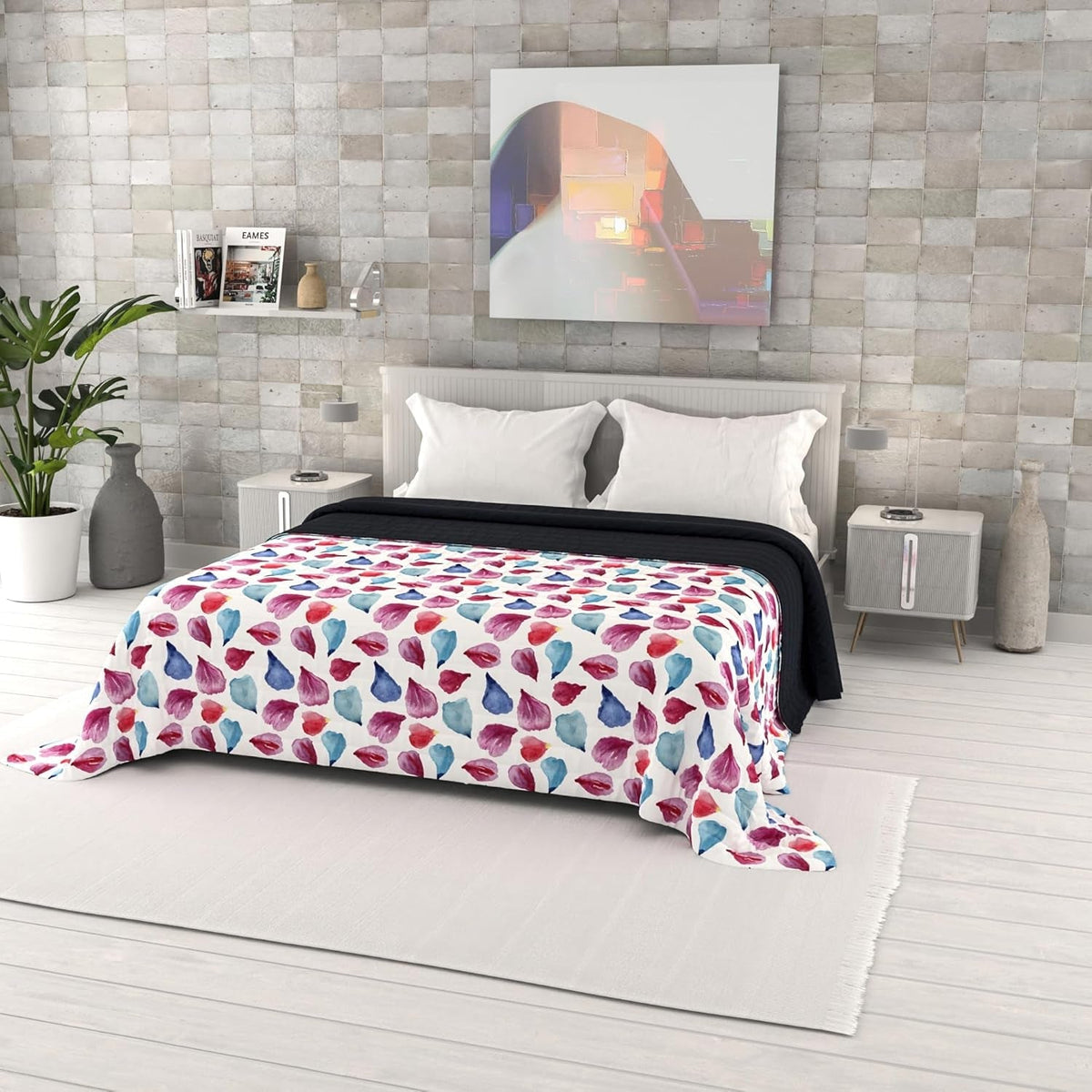 Cuvertură de vară imprimată Fantasy, umplutură din poliester, Petali, 260X270Cm Plapumi si pilote Naty Shop Petali 260X270Cm