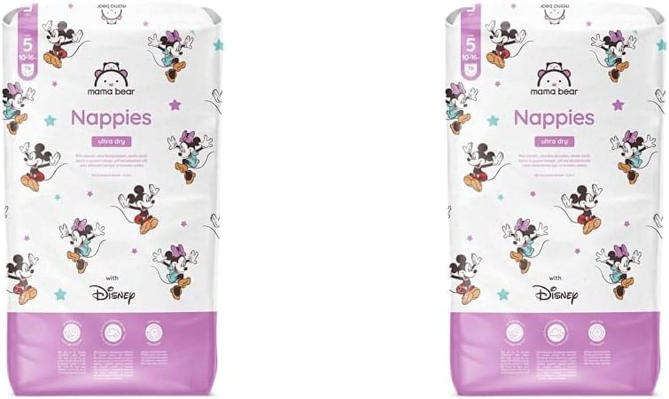 Scutece Mama Bear Disney Ultra Dry mărimea 4 (8-14 kg), alb, 84 bucăți (1 pachet) Naty Shop Mărimea 5 (10-16 kg) (pachet de 2) Pachet individual