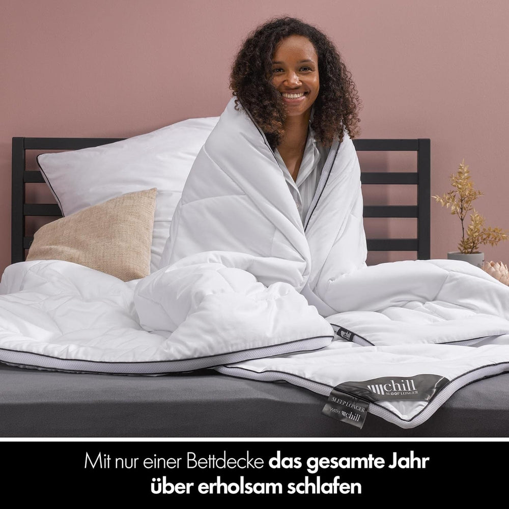 Plapumă pentru toate anotimpurile 135X200 - Plapumă 135X200 Ușoară - Respirabilă și lavabilă și 100% vegană - Plapumă cu plasă climatică și bandă de confort pentru dormit - Umplutură 800G Plapumi si pilote Naty Shop
