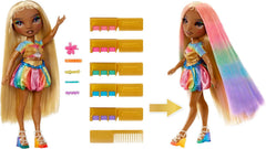 Rainbow High Hair Chalk & Style Doll - Meline - 28 cm Puppe in Regenbogen- und Goldfarben, Auswaschbare Haarkreide, Färben, Stylen, Spielen, Ausspülen & Wiederholen, für Kinder von 4 bis 12 Jahre