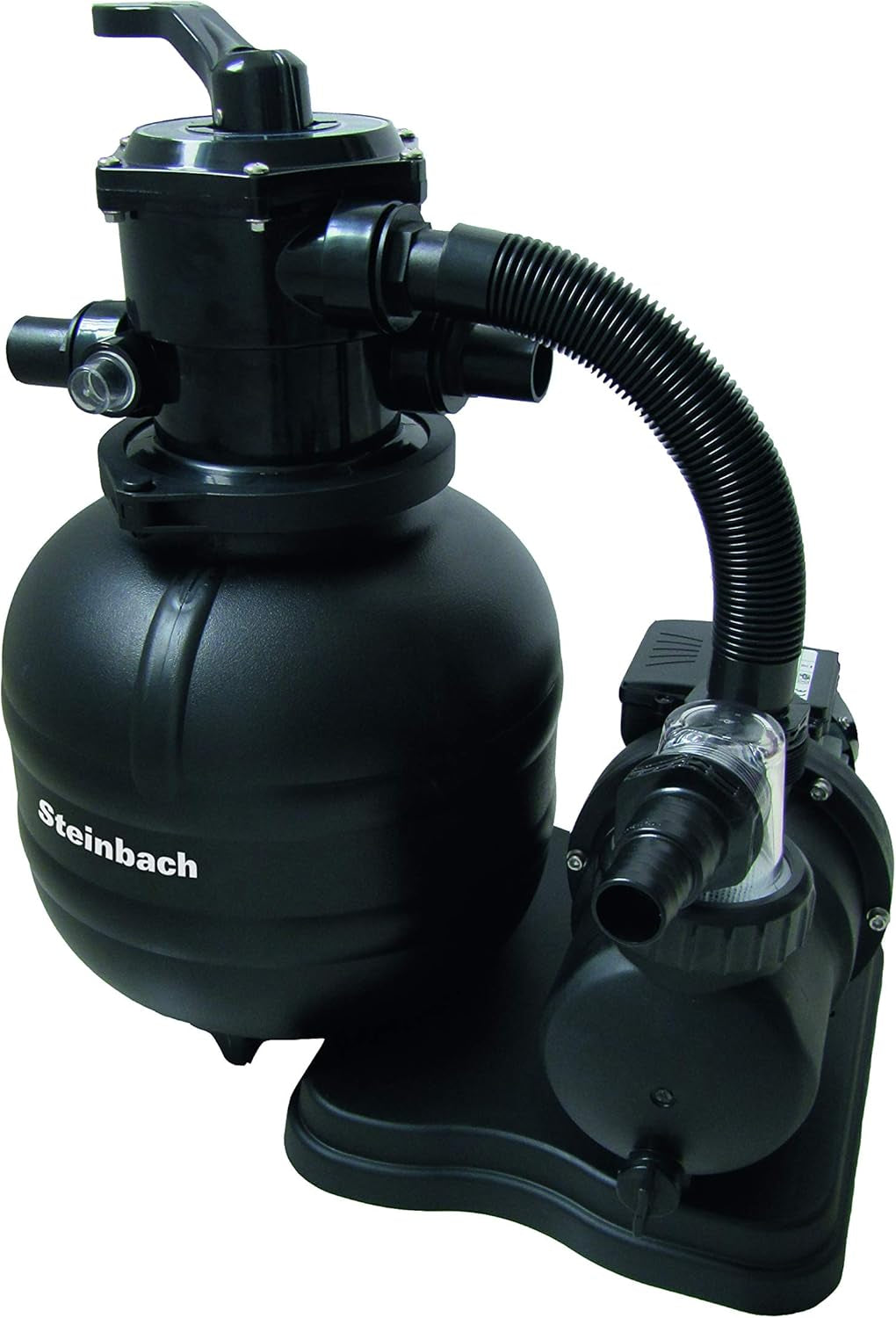 Sistem de filtrare Steinbach Comfort 75 – 040100 – Pompă autoamorsantă pentru piscine de până la 40.000 l – Cu prefiltru, manometru, temporizator și afișaj LED – Include adaptor special INTEX de 2"