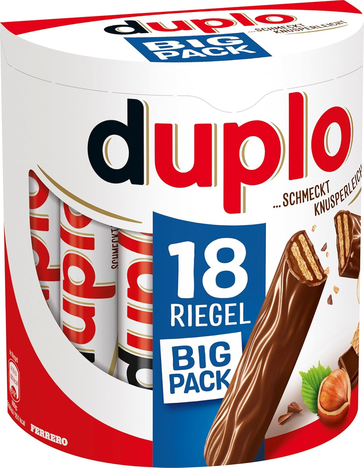 Ferrero duplo Pachet Mare – Batoane de ciocolată cu cremă fină de nuga, napolitană crocantă și ciocolată cu lapte fină – Dulciuri pentru Carnaval și Mardi Gras – 15 pachete a câte 18 batoane ambalate individual fiecare
