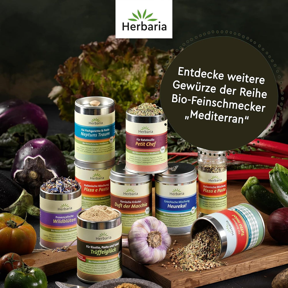 Herbaria Trüffelglück bio 110g M-Dose - fertiges Bio-Pilz- & Trüffelgewürz für intensiv-köstliche Gerichte - mit erlesenen Zutaten - in nachhaltiger Aromaschutz-Dose