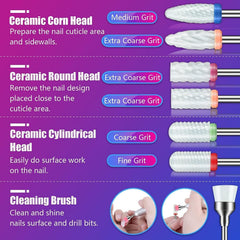 Depvko 30 Stück Nagelfräser Aufsätze Bits, 3/32'' Keramik Bohrer Für Nägel Acryl Diamant-Nagelhaut-Efile-Hartmetall-Entferner Für Zuhause Salon Gel, Maniküre Pediküre-Werkzeuge (Inklusive 3 Etueln)