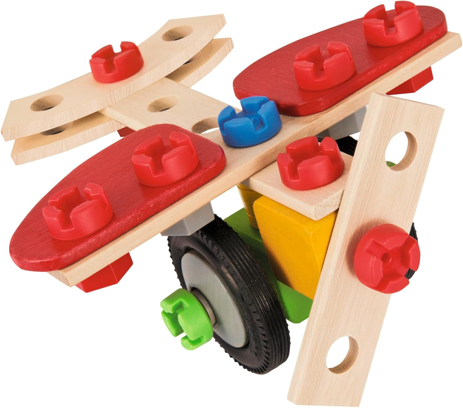 Eichhorn - Constructor Motorrad, 2 Verschiedene Modelvarianten baubar, Konstruktionsspielzeug mit 40 Teilen, vielseitiges Holzspielzeug, 100% FSC zertifiziertes Buchenholz, ab 3 Jahren