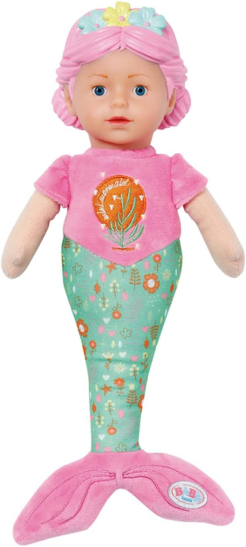 BABY born Sirenă pentru bebeluși, păpușă moale lavabilă, păpușă sirenă cu cap moale din vinil, 33 cm înălțime, 832288 Zapf Creation