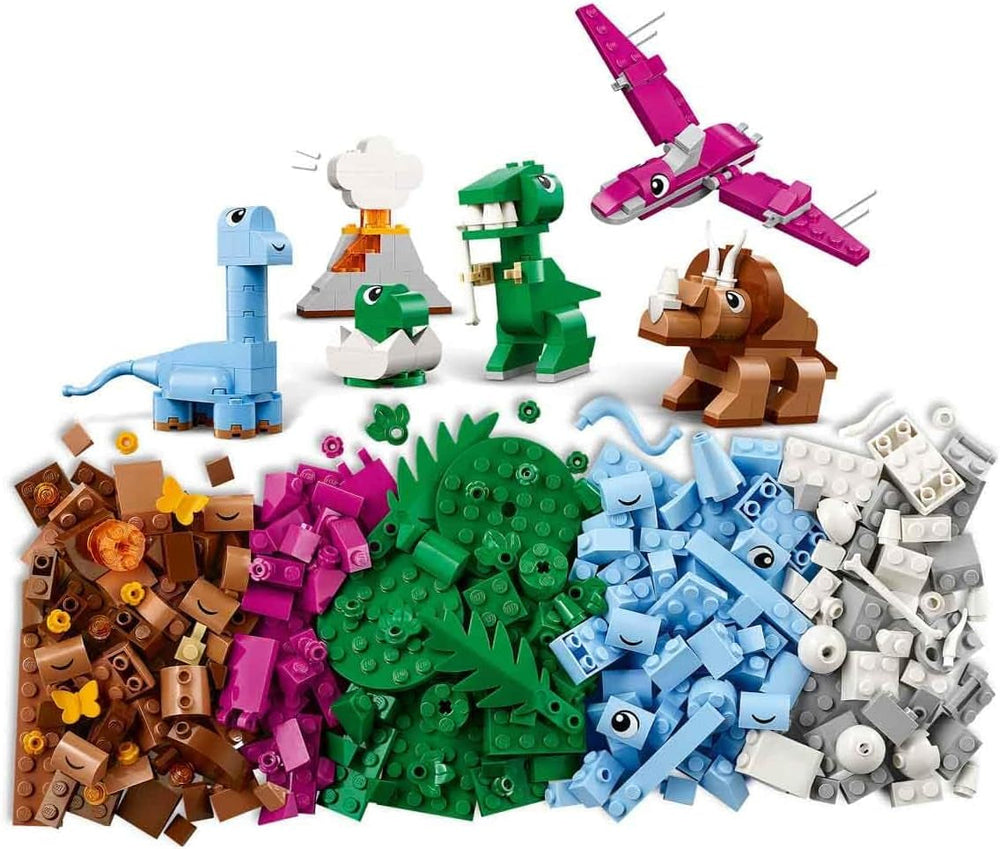 LEGO Classic Kreative Dinosaurier, Bauset mit Modellen und Tierfiguren aus Steinen, fantasievolles Spielerlebnis, Geschenk für Jungen und Mädchen ab 5 Jahren, inklusive T.Rex und Triceratops 11041
