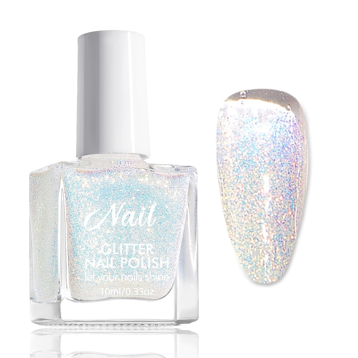 Oja cu sclipici roz - Oja non-toxică, pe bază de apă, pentru femei - Oja cu uscare rapidă - Oja cu sclipici reflectorizant pentru nail art DIY acasă (Roz transparent, 10 ml)