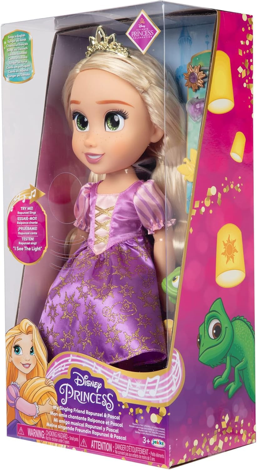 Disney Princess Singende Rapunzel Puppe 35 cm, singt „I See The Light“, inklusive Zubehör für mehr Spielspaß, perfekt Mädchen ab 3 Jahren, Lila