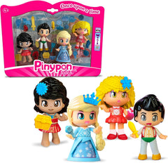 Pinypon – 4er-Pack Märchenfiguren, enthält Goldlöckchen, Eisprinzessin, Prinz der Wunderlampe und Meerprinzessin, über 20 thematische Accessoires, Famosa (PNY87000)