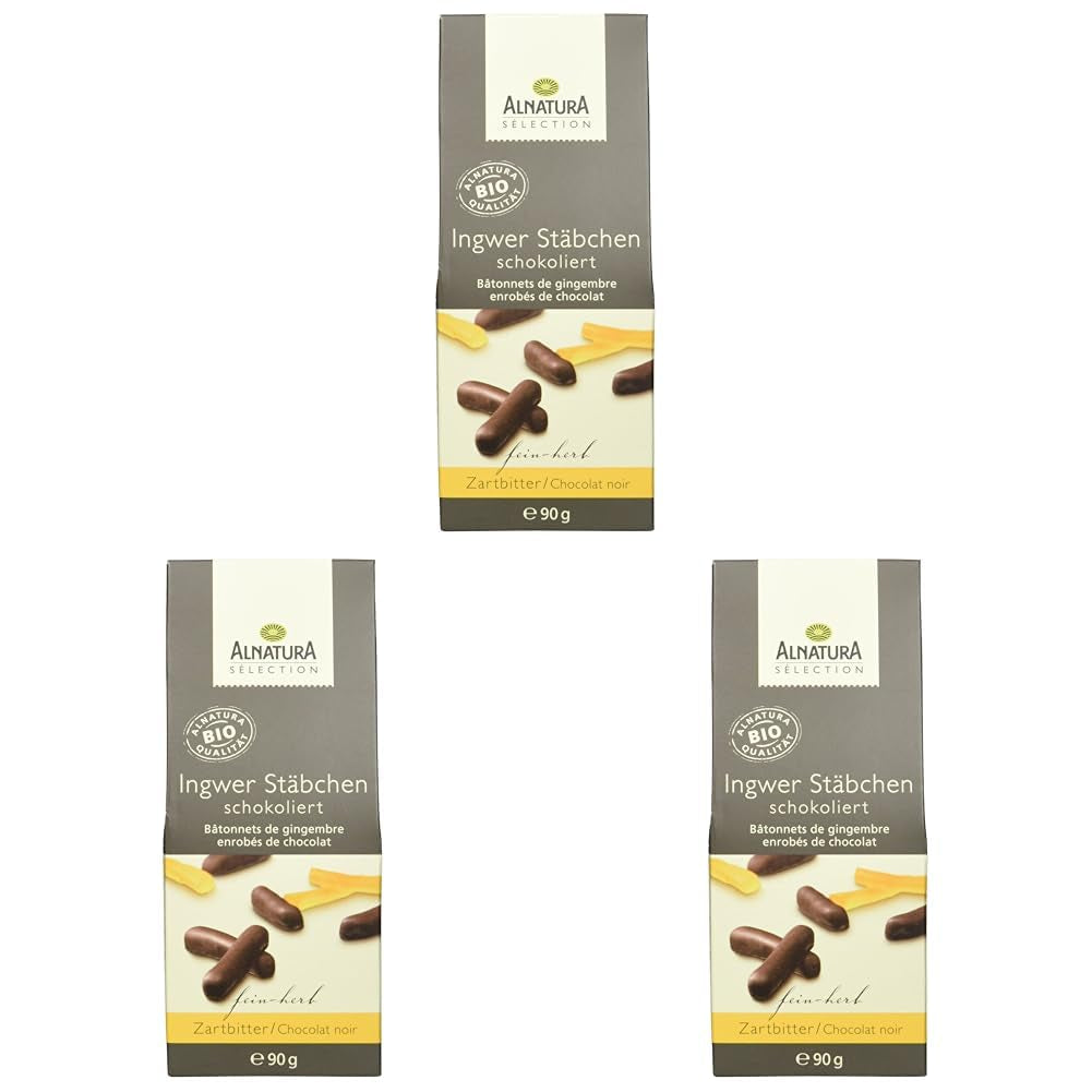 Batoane de ghimbir acoperite cu ciocolată organică Selection, 90g
