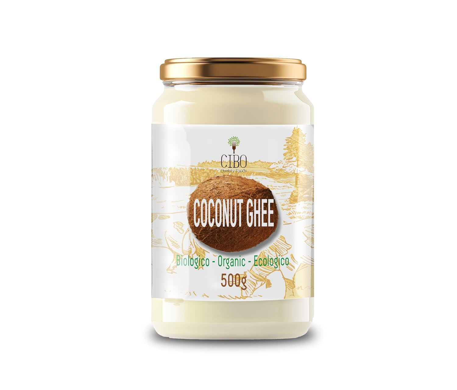 Cibo Bio Ghee 500g – Milch aus Parma & Reggio Emilia – Hergestellt in Italien – Weidekühe – Rauchpunkt 250°C – Aus Zentrifugensahne