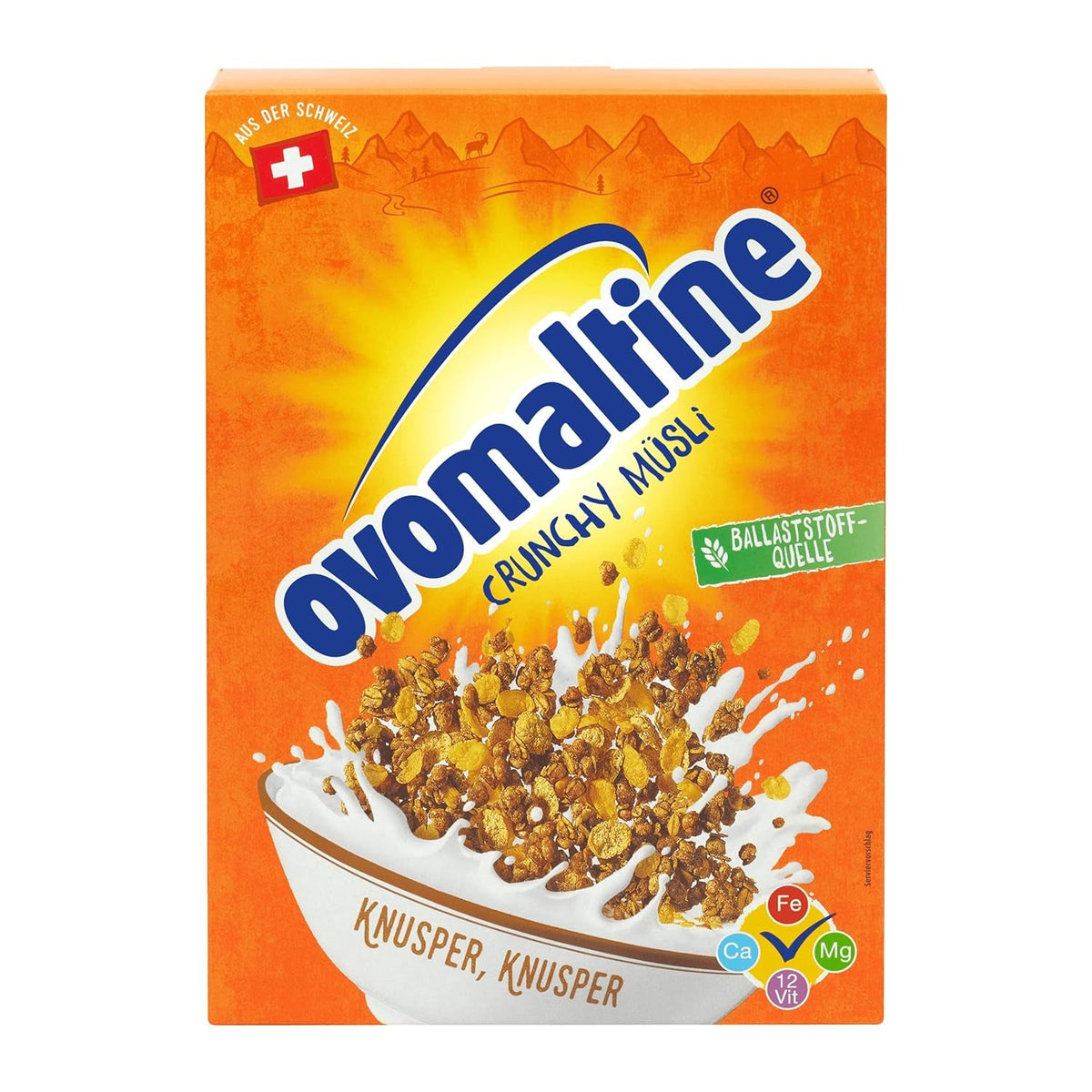 Ovomaltine Crunchy Muesli - muesli crocant cu ciocolată, cu un amestec unic de cereale și Ovomaltine - muesli cu ciocolată, vitamine, fibre și minerale valoroase (1 x 450g)
