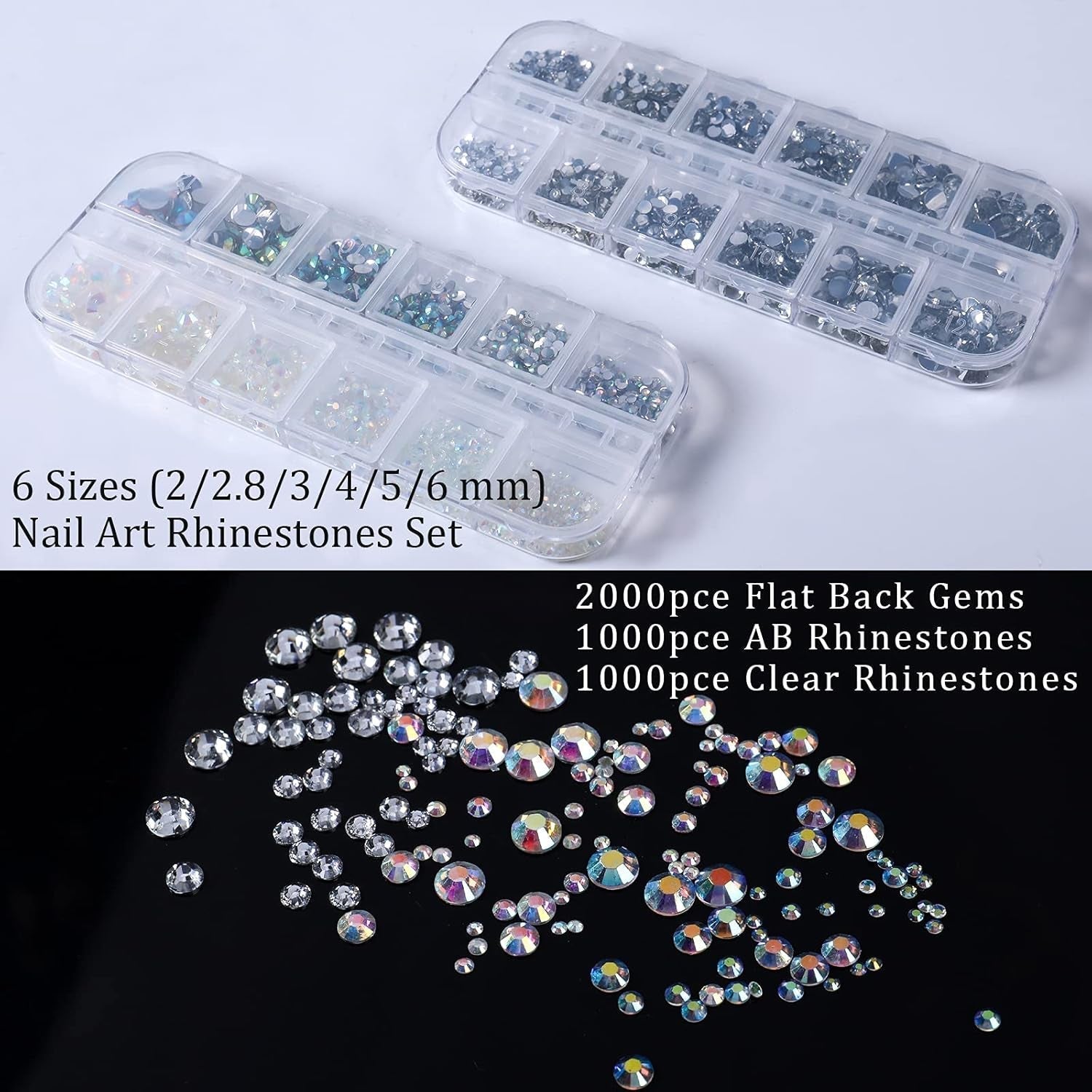 ANGNYA 4000 Stück Strasssteine Nägel Nail Art Strasssteine Dekorationen Nagelsteine Für Nail Art Zubehör Und Klare Kristall Strasssteine Handwerk Mit Pick up Pinzette Und Strass Picker Dotting Pen…