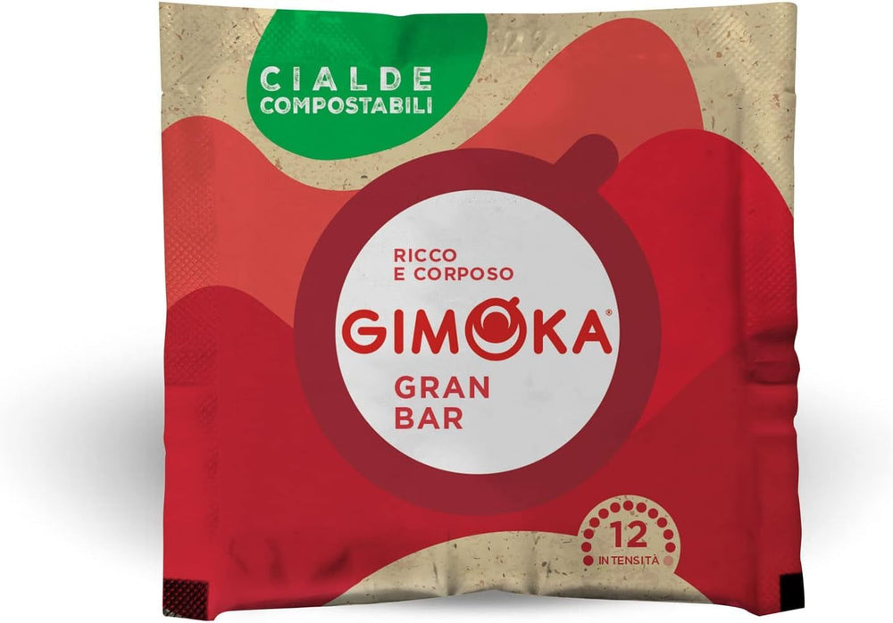 Gimoka Kompostierbare Kaffeepads, Gran Bar Intenso Kaffeemischung, Intensität 12-100 Pads - Kompatibel mit ESE System Papier Pads 44 mm