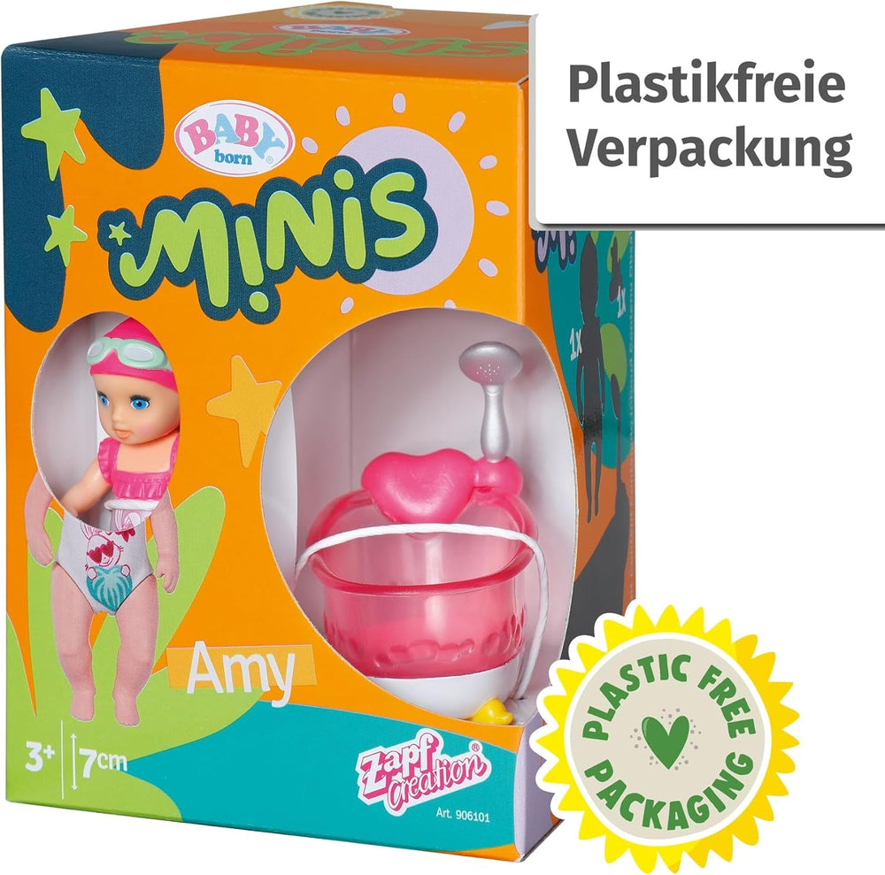 BABY born Minis Badewannen-Spielset mit Minis-Puppe Amy und Ente, 906101 Zapf Creation