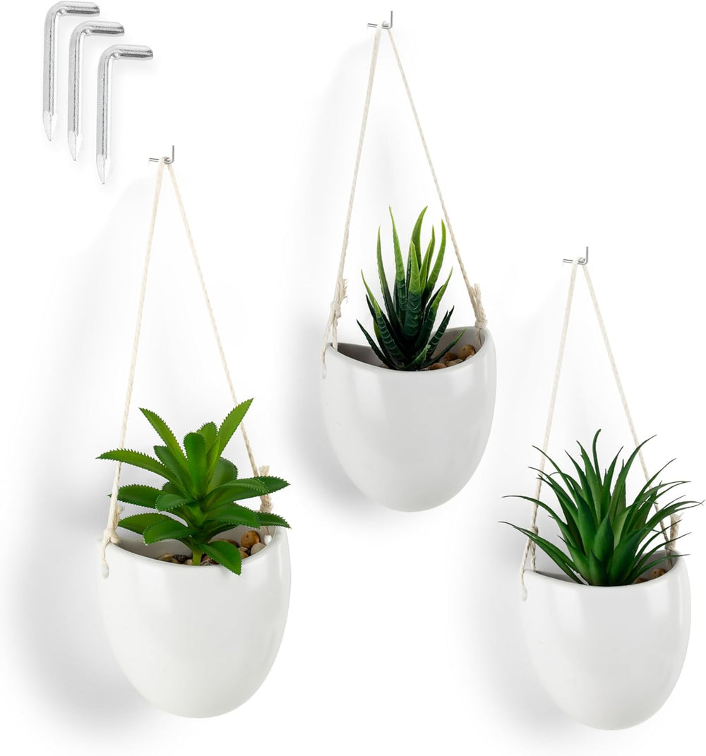 PASCH® 3Er Set Monstera Künstlich (20Cm) in Weißen Keramiktöpfen: Künstliche Pflanzen Wie Echt | Monstera Pflanze Künstlich | Kunstpflanze Hängend Im Topf | Hängepflanze Künstlich Abgestimmt
