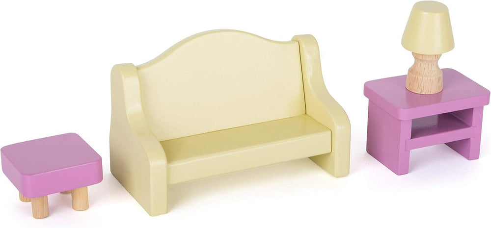 Small Foot 11192 Casă de păpuși rotativă din lemn, palat, 3 etaje, include jucărie de mobilier, multicolor, 37 x 40 x 67 cm