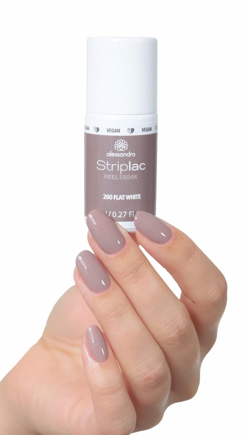 alessandro Striplac UV-Nagellack Flat White – Schonend und langanhaltend – Einfache Entfernung dank Peel-Off-Technologie – Vegan und tierversuchsfrei – 8 ml