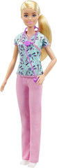 Barbie GTW39 - Krankenschwester-Puppe (ca. 30 cm) mit Oberteil mit Aufdruck und Pinker Hose, weißen Schuhen und Stethoskop, tolles Spielzeug Geschenk für Kinder ab 3 Jahren