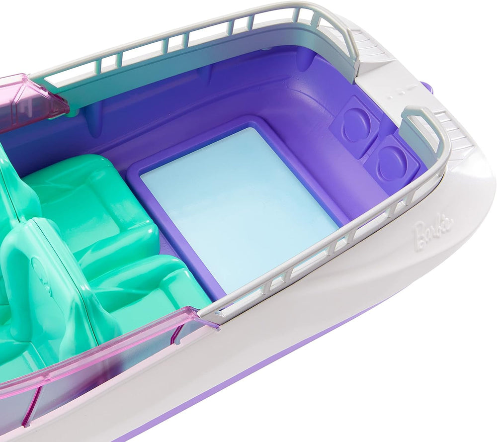 Barbie HHG60 - Barcă cu motor Sirenă cu 2 păpuși (blondă/brunetă) și diverse accesorii, jucărie pentru copii cu vârsta de 3 ani și peste