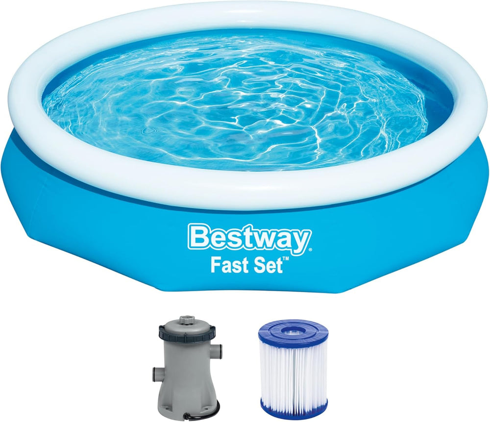 Set piscină supraterană Bestway Fast Set cu pompă de filtrare Ø 305 x 66 cm, albastră, rotundă