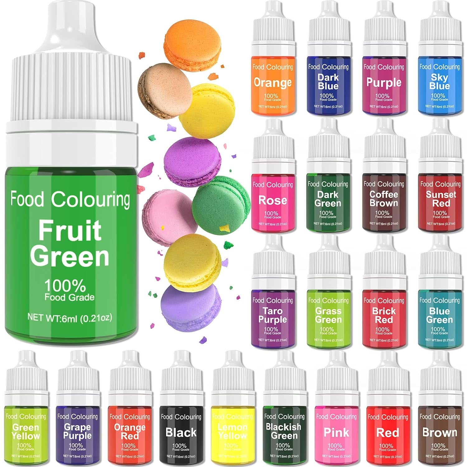 Colorant alimentar, 7 x 12 ml, colorant alimentar lichid foarte concentrat. Set de culori, pentru colorarea aluatului, băuturilor, aromelor, săpunurilor, slime-ului. Decorațiuni pentru torturi, articole de copt (84 ml)