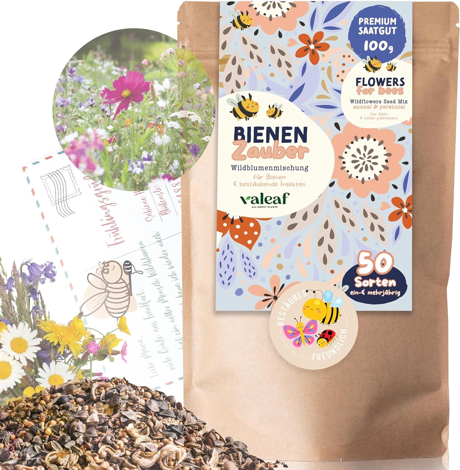 Blumensamen I 100G I 100M² Samen Mehrjährig Und Einjährig I Samen Für Bienen Blumenmischung I Wildblumensamen Für Balkonblumen Und Wildblumen I Bunte Bienenweide