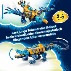 LEGO DREAMZzz 2in1 Krokodil-U-Boot - Spielzeug verwandelbar in Adler-U-Boot - inkl. 3 Minifiguren, 2 Spinnen und Einer sammelbaren blauen Schatz-Kreatur - Geschenk für Jungen ab 8 Jahren - 71512