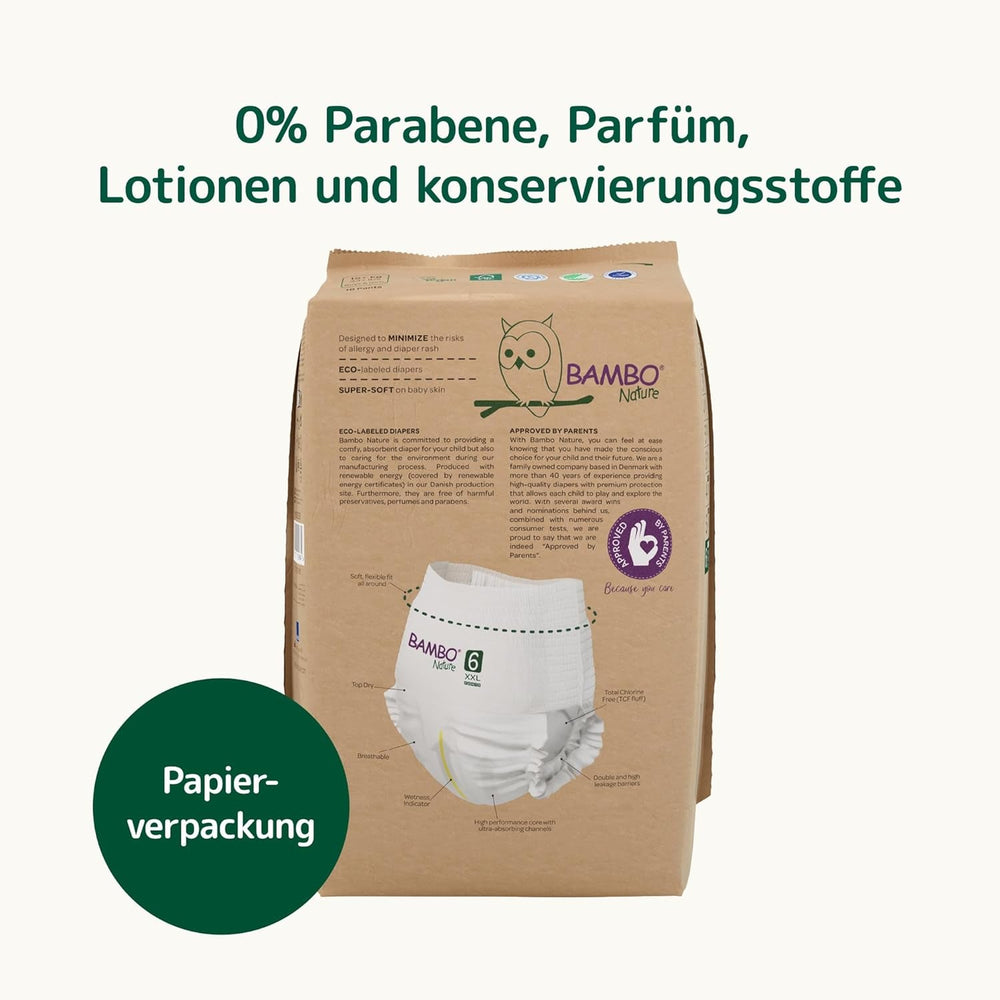 Scutece infantile Bambo Nature, mărimea 6 (15+ kg) - cutie lunară cu 90 bucăți | Scutece infantile cu protecție îmbunătățită împotriva scurgerilor | Confort și libertate maximă pentru copiii activi | Scutece testate dermatologic