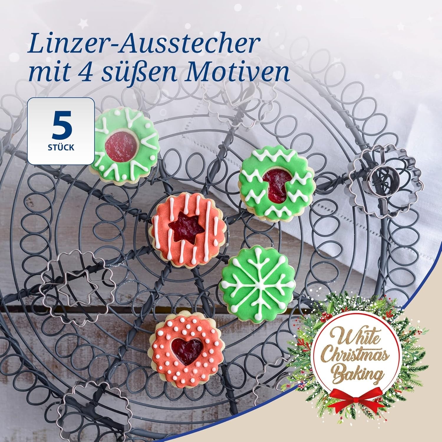 Dr. Oetker 1062 Set de tăiat prăjituri Linzer din 5 piese
