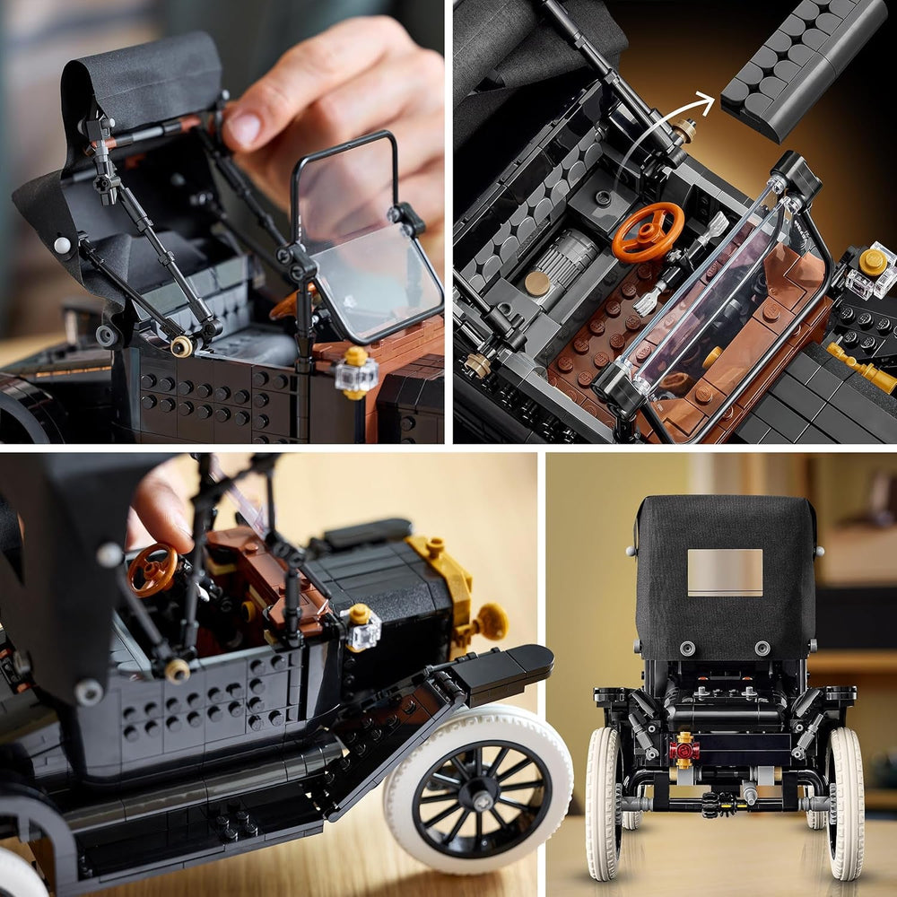LEGO Icons Ford Model T - Retro Auto Modellbau für Erwachsene - Sammler Ausstellungsset mit Stofffaltdach, hohen Rädern & geteilter Windschutzscheibe - Geschenk für Fans klassischer Fahrzeuge - 11376