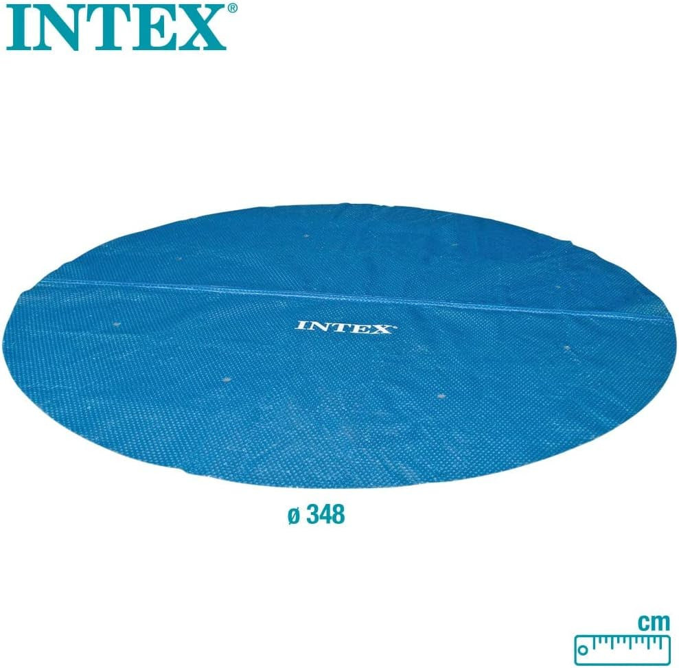 Intex 28012 - Solarabdeckplane, Abdeckung mit thermischer Isolierung für Runde Easy Set/Frame Pools, Polyethylen, Blau, ⌀ 366 cm