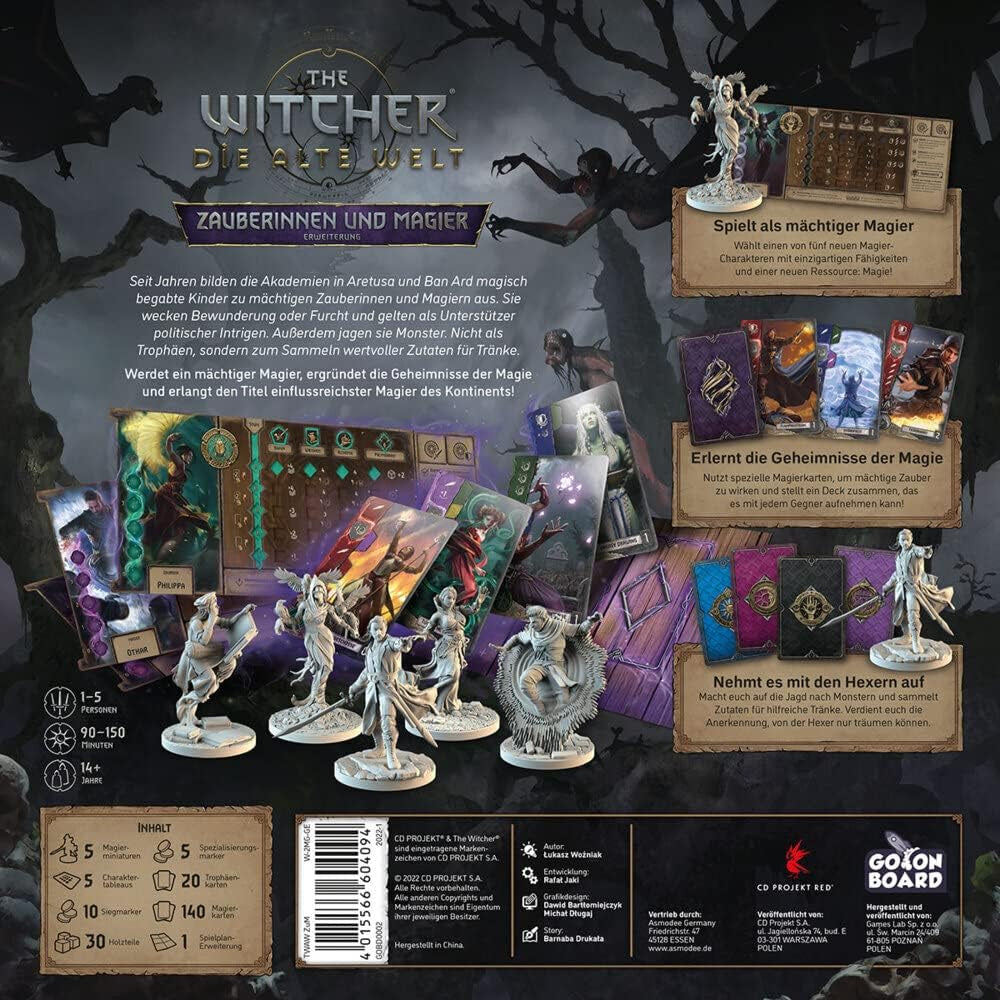 Go on Board, The Witcher: The Old World – Vrăjitoare și Vrăjitori, Expansiune, Joc pentru experți, Joc de societate, 1-5 jucători, Vârste 14+, 90-150 de minute, Germană