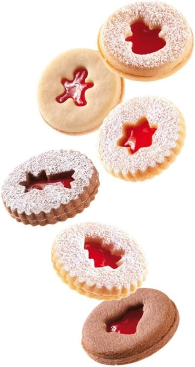 Forme de biscuiți de Crăciun Tescoma 630912 pentru fursecuri Linzer Delicia, 8 bucăți, verde/galben/roșu