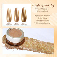 Chrome Nagel Pulver Spiegel Effekt Metallic Staub Holographische Glitter Glasierte Maniküre Dekoration Reflektierendes Pigment Für DIY Gel Polish Nail Art, Harz Handwerk, Geschenke Für Gold
