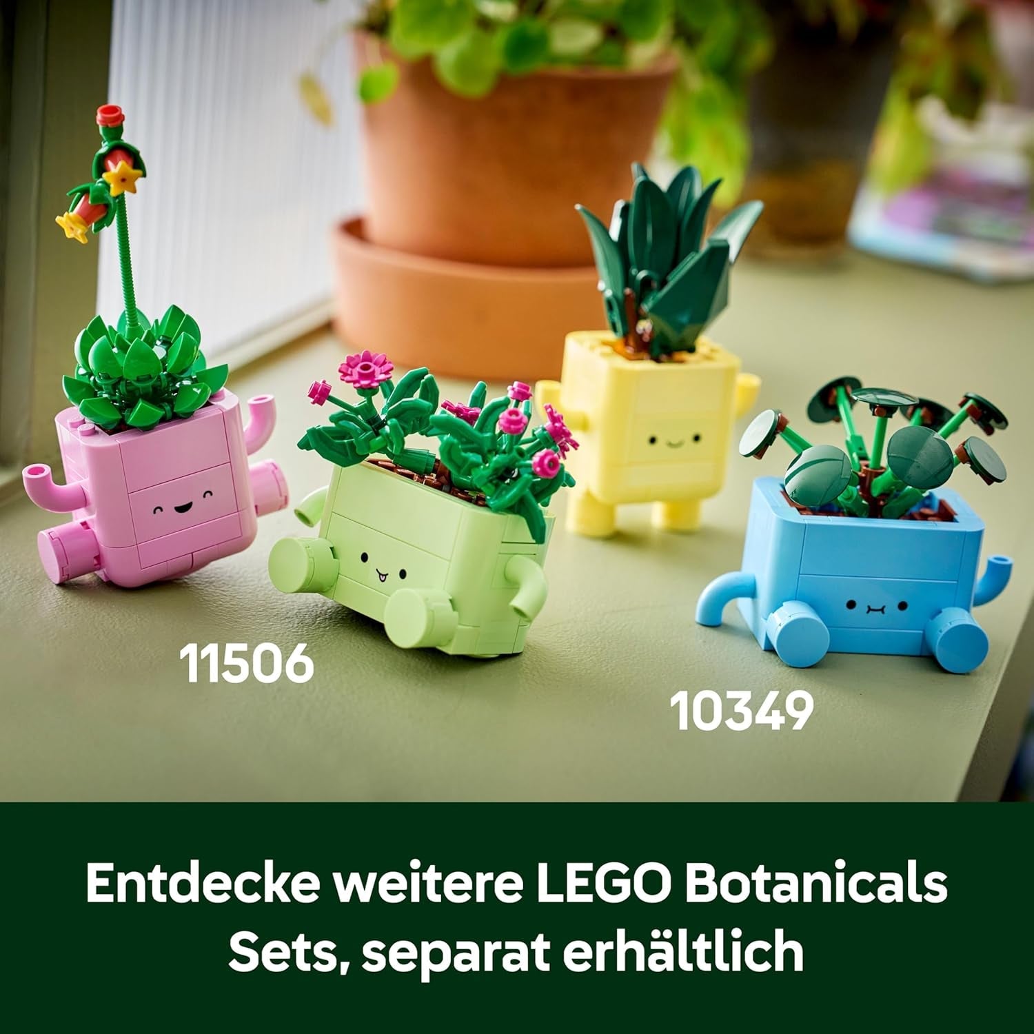 LEGO Botanicals Schaukelnde Pflanzen - Set mit Kunstblumen - mit 2 Kunstpflanzen & 2 pastellfarbenen Blumentöpfen für Schlafzimmer Deko - DIY Geschenkidee für Mädchen ab 9 Jahren & Erwachsene - 11506