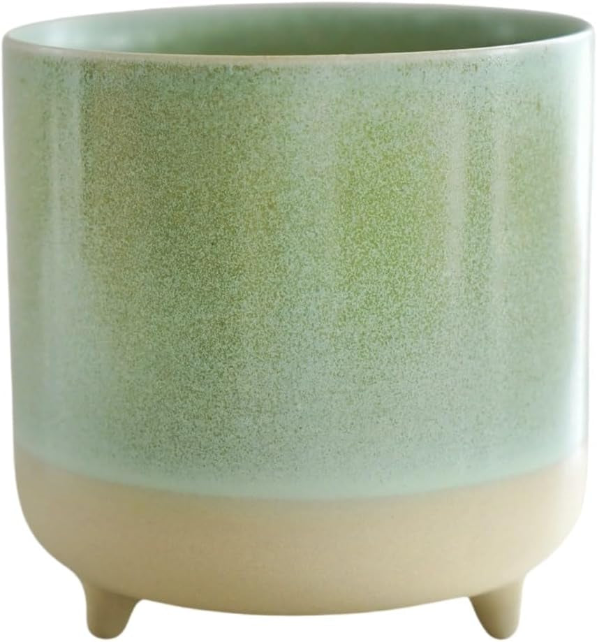 Ghiveci, ceramică, verde mentă, mat, reactiv, Î 12 cm x A 12 cm