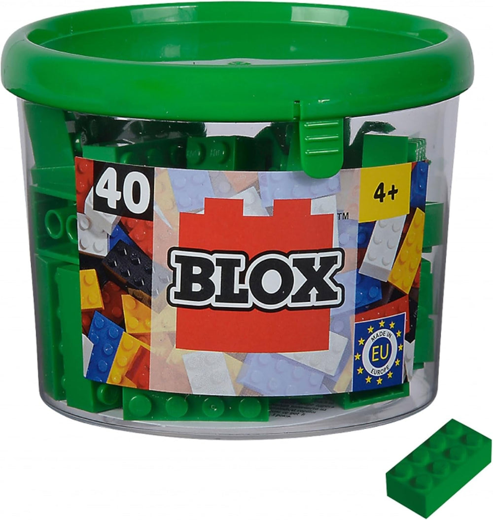 Simba 104118875 - Blox, 40 rote Klemmbausteine für Kinder ab 3 Jahren, 8er Steine, inklusive Dose, hohe Qualität, vollkompatibel mit vielen Anderen Herstellern