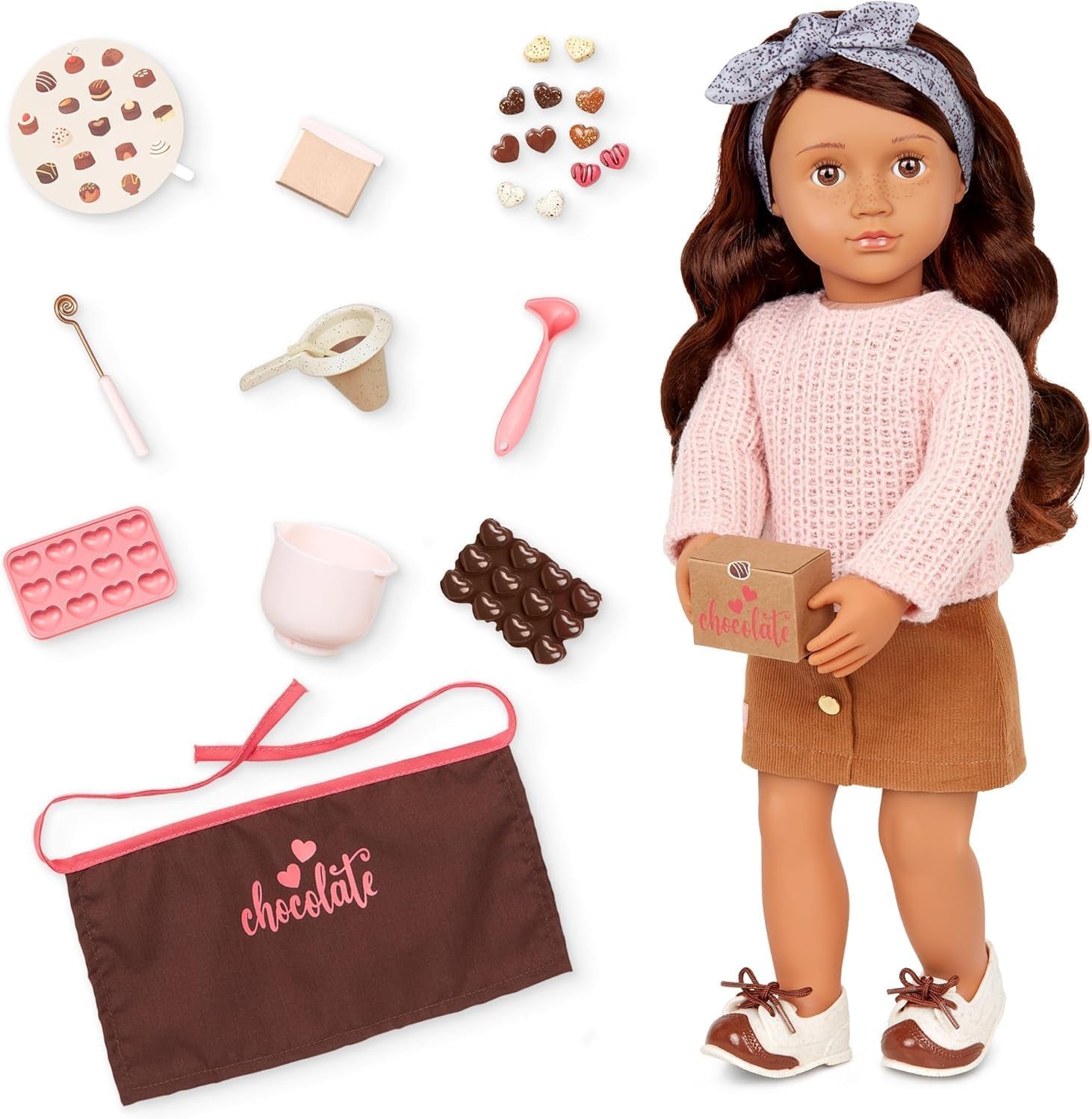 Our Generation - Reese - Bewegliche 46 cm-Puppe - Lebensechte braune Augen & langes braunes Haar - Handgepäck und Reisezubehör - Vorgetäuschtes Spiel - Spielzeug für Kinder ab 3 Jahren