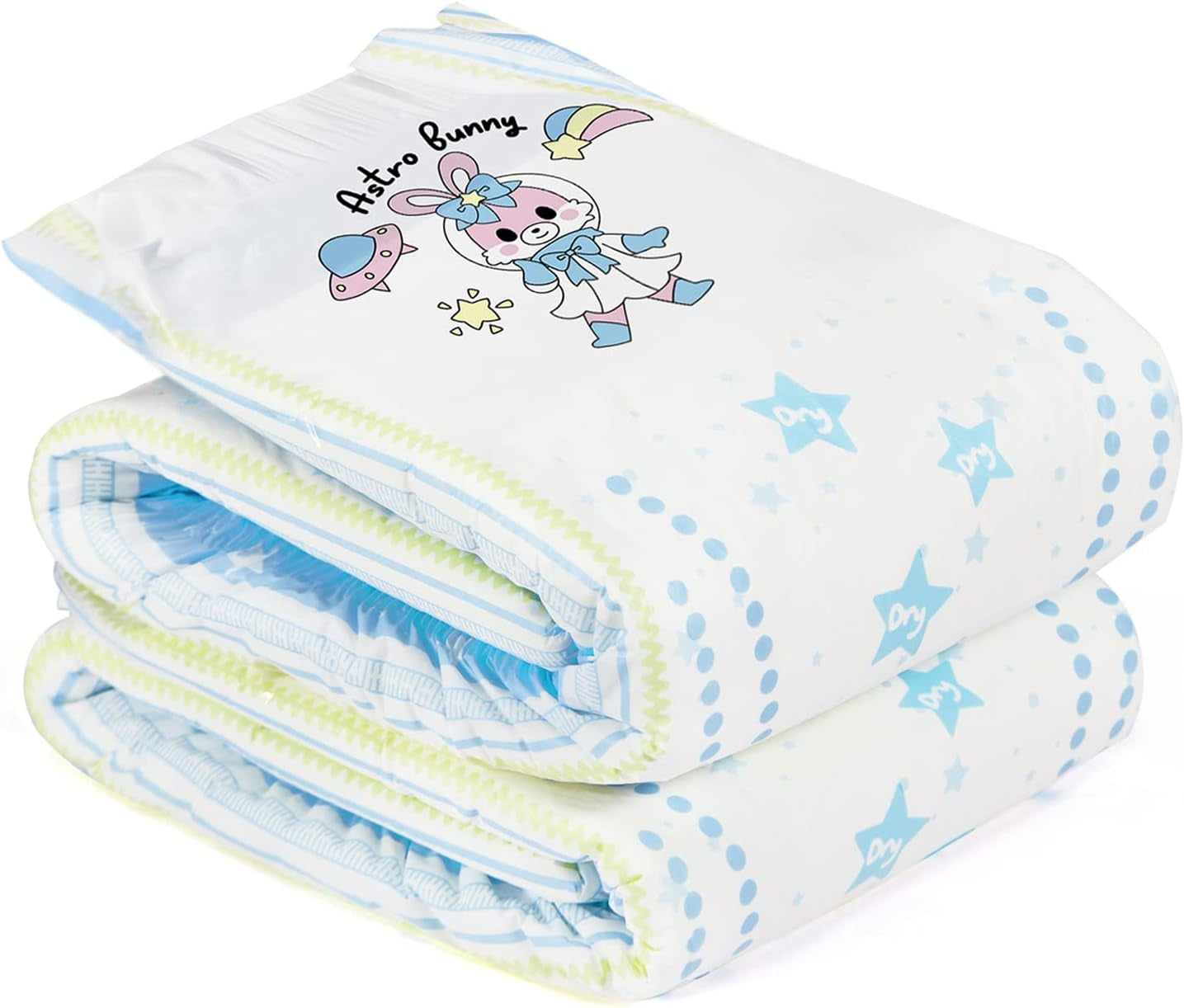 Scutece imprimate pentru adulți 5500-5800 ml, pachet de 2, 3 imprimeuri, asortate aleatoriu - Astro Babies (L)