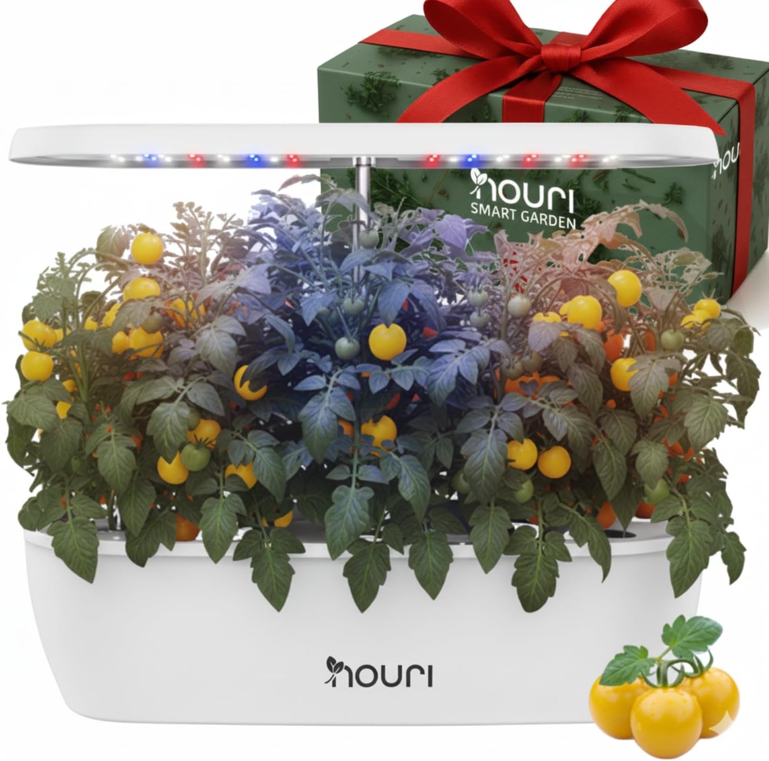 Nouri 7 Pod + Busuioc Heirloom | Grădină inteligentă pentru bucătari de acasă | Sistem de creștere hidroponică | Lumini LED de creștere | Kit de grădinărit cu plante aromatice de interior pentru iubitorii de plante și grădinari, Alb