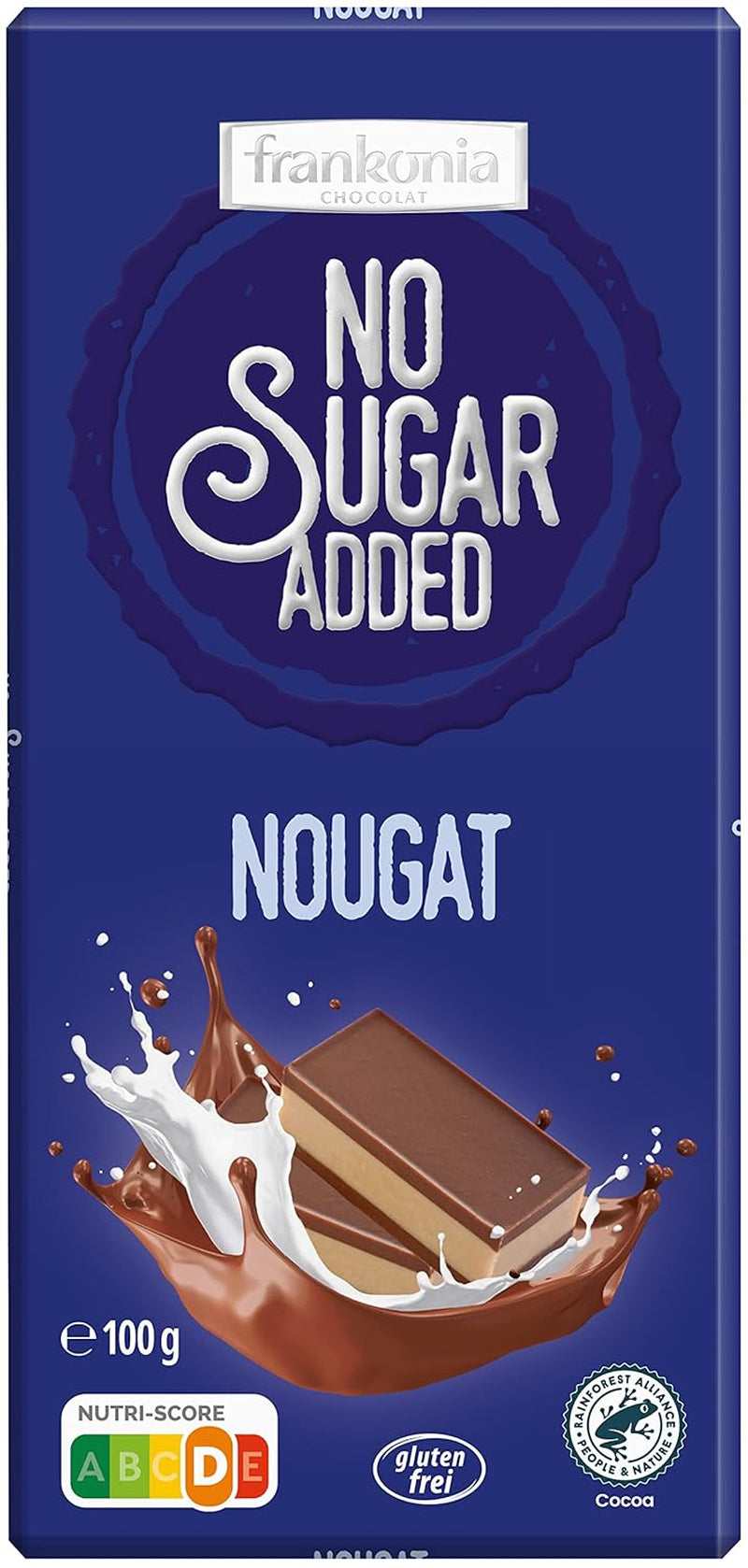 Ciocolată cu nuga, fără zahăr adăugat, fără gluten, 100g și ciocolată cu alune, fără zahăr adăugat, fără gluten, 85g