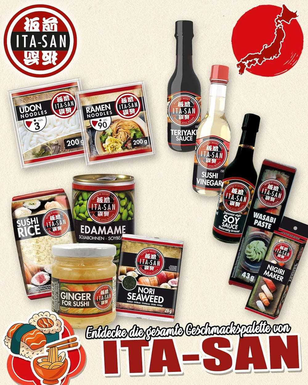 Orez pentru Sushi ITA-SAN, bob rotund, calitate superioară, varietate 100% pură, preparare rapidă și ușoară, vegan, halal, fără gluten (1 x 500 g)