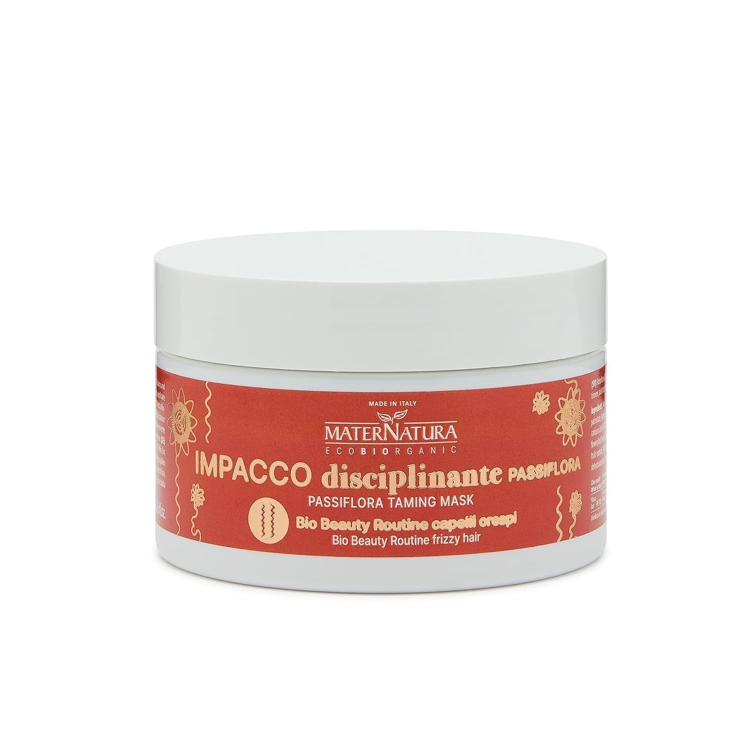Maternatura, Mască de păr disciplinantă pentru păr creț cu floarea pasiunii, reparare, rezistență și strălucire pentru bucle perfecte, rutină de frumusețe organică pentru păr creț, Made in Italy - 100 ml Masca de par Naty Shop Titlu implicit