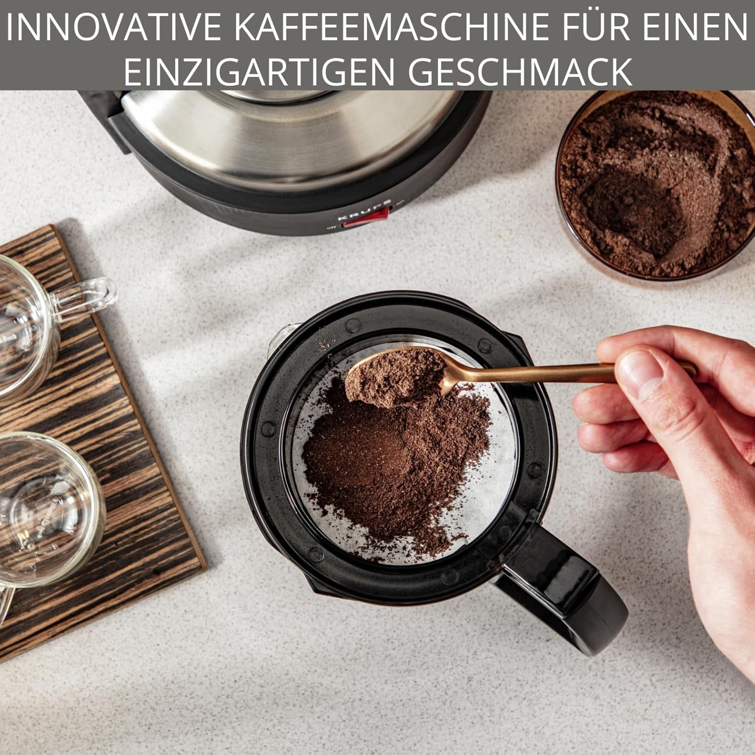 Espressor cu filtru Krups T8, 850 wați, oprire automată, 8-12 cești, capacitate 1 l, filtru permanent, întrerupător iluminat pornit/oprit, ușor de utilizat, negru, KM4689