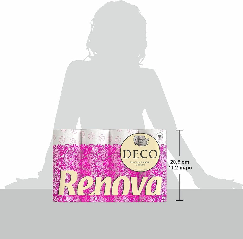 Hârtie igienică Renova 4 straturi albă decorată parfumată - 12 role rolă Blanco Decorado Perfumado