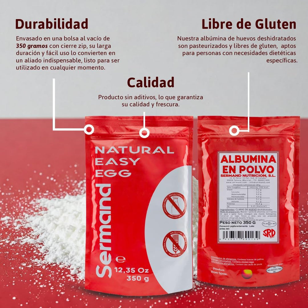 Eiklarpulver (350 g) | Getrocknetes Eiklar Pulver | Eialbumin für Backen & Kochen | Ohne Zusatzstoffe | Laktosefrei | Zip-Beutel Verpackung